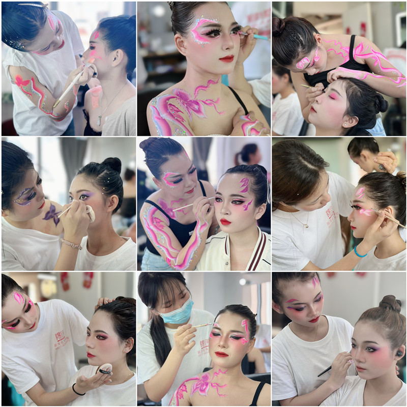 樂清哪里學化妝？#如何身體彩繪#學生課堂練習彩繪？